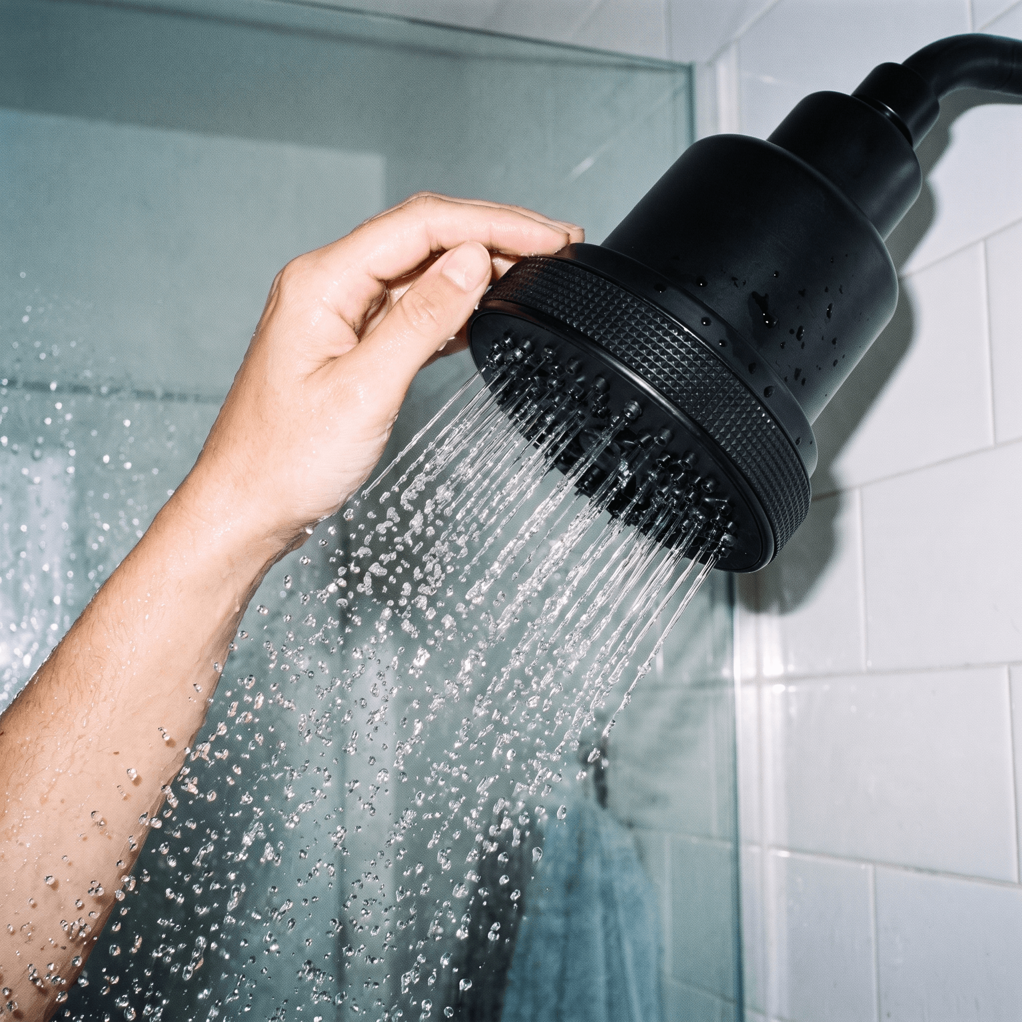 Hand adjusting Clyr showerhead spray pattern