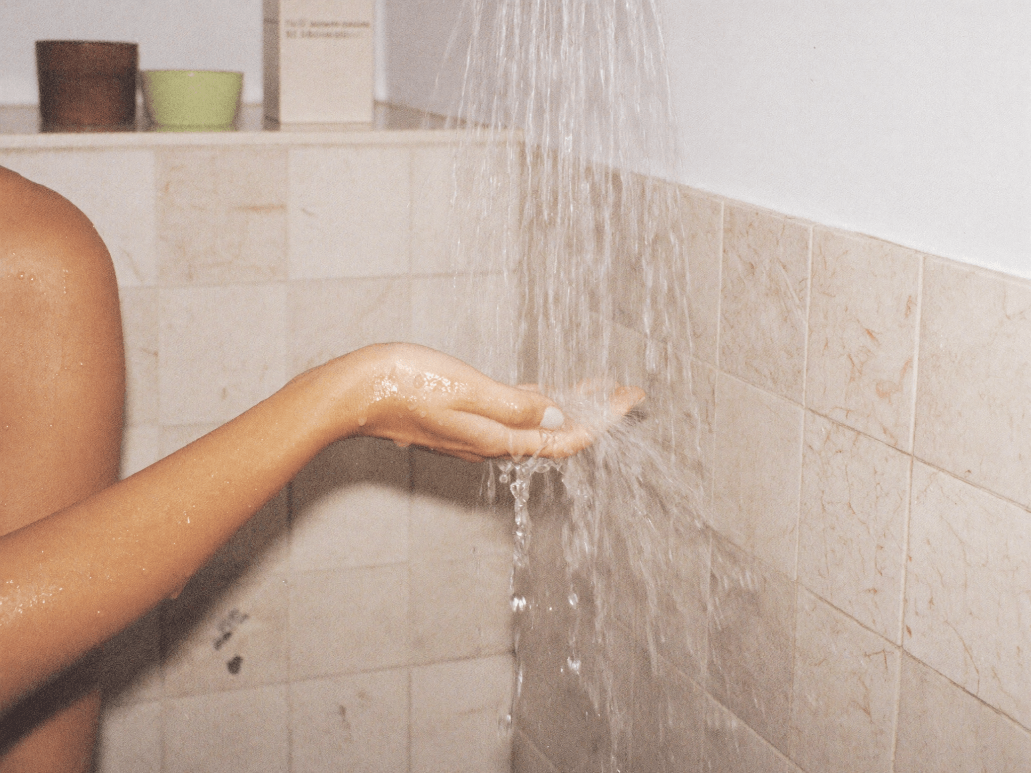 Water touching skin in the shower