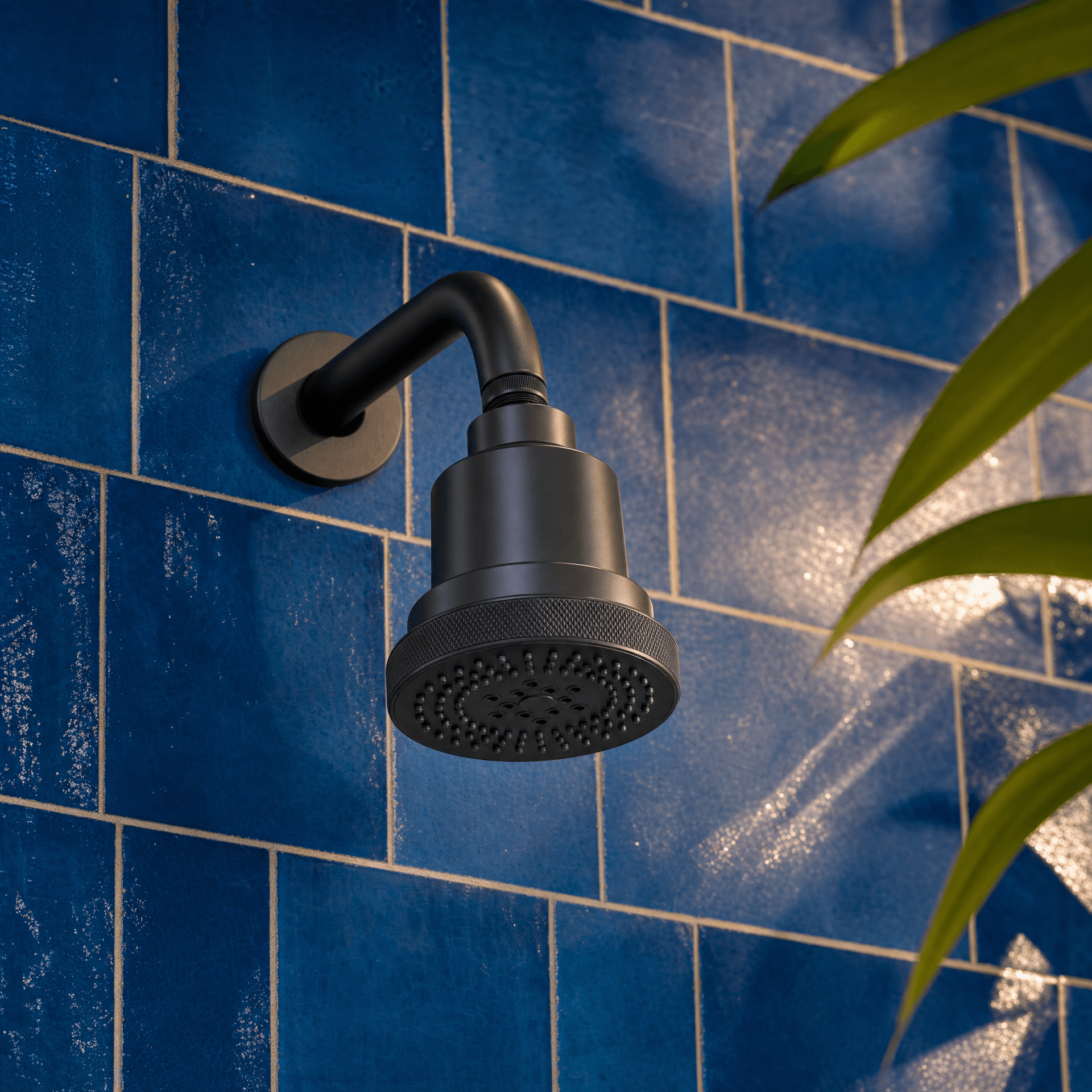 Clyr showerhead mounted on a standard shower arm